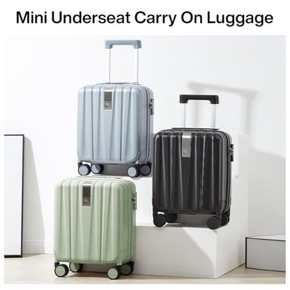 Hanke 14 Inch Underseat Carry On Luggage with Wheels Hard Shell Suitcases Carry On Bag Lightweight Small Mini Suitcase Travel Luggage for Travel（Bamboo Green） - color: Bamboo Green, size: 14 Inch