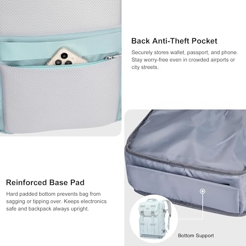 PIJUSHI Travel Backpack Carry On Backpack for Airplanes 35L Fits 16" Laptop - color: Teal Blue