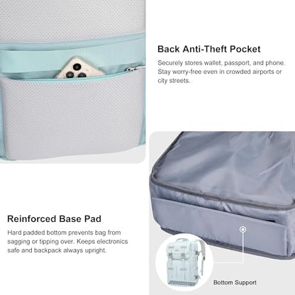 PIJUSHI Travel Backpack Carry On Backpack for Airplanes 35L Fits 16" Laptop - color: Teal Blue