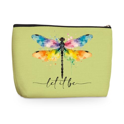 Wenboco Dragonfly Print Women Makeup Bag, Green Gifts Cosmetic Bags - color: Multicolor 1568