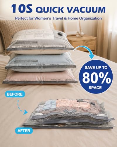 Fantictas Vacuum Storage Bags for Clothes, 18 Pack with Electric Pump - size: 18 Combo