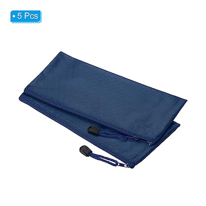 PATIKIL Waterproof Zipper File Bags, 5 Pack A6 Document Holders Pencil Pouch for Office, Dark Blue - color: Navy Blue, size: A6