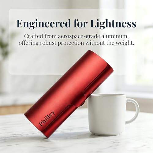 Philley Aluminum Ultra-Light Eyeglasses Slim Reading Glasses Case - color: Red
