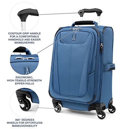 Travelpro Maxlite 5 Softside Carry-On Luggage Spinner, Blue, 21-Inch - color: Ensign Blue, size: Carry-on 21-Inch