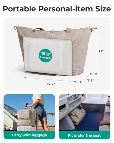 BAGSMART Foldable Travel Bag, 37L Expandable Personal Item Bag, Camel - color: Camel