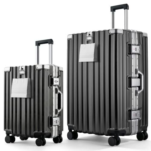 2-Piece Zipperless Luggage Set, 20/28 Inch Suitcases - color: Gray, size: TSA 20-inch & 28-inch