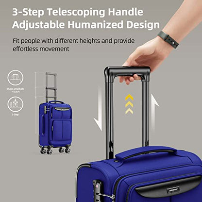 SHOWKOO Luggage Sets 3 Piece Softside Expandable Durable Suitcase Sets - color: Royal Blue