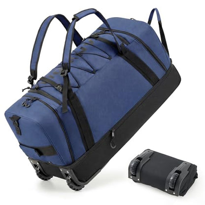 Fanwoli 120L Rolling Duffle Bag with Wheels, Foldable Travel Duffel - color: Blue-3
