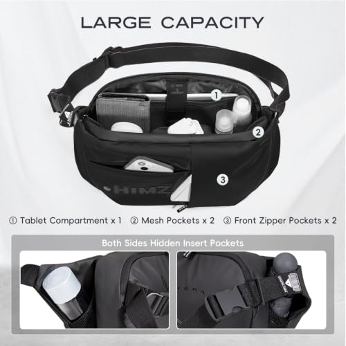 Sling Bag Men Crossbody Fanny Pack Multi-pocket, Black - color: Advanced Black