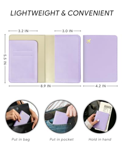 Passport Holder for Travel - RFID Blocking for Women & Men - color: Lavender