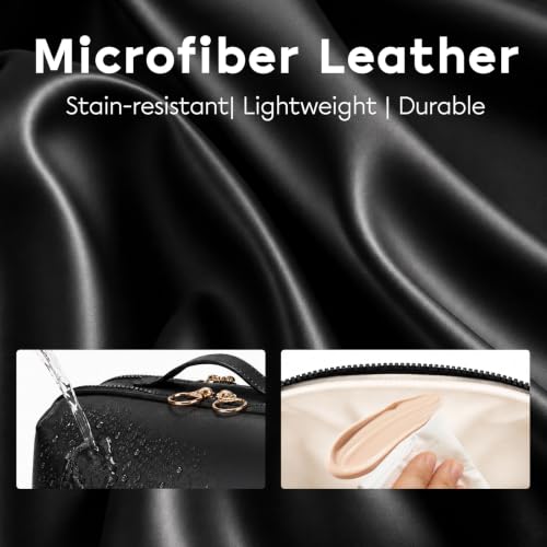 GIVLEFLY Travel Makeup Bag for Women, Organizer with Detachable Brush Case - color: Black