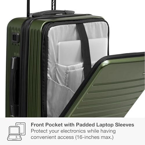 Traveler's Choice Mykel Dual Opening Polycarbonate Hardside Suitcase with Sleeve and Ergonomic Handle - color: Green