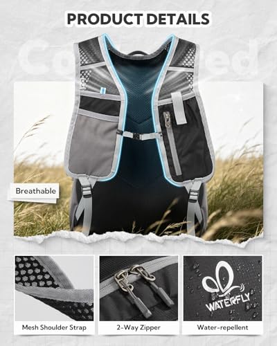 WATERFLY Packable Hiking Backpack, 20L Small Lightweight Foldable Daypack - color: Black