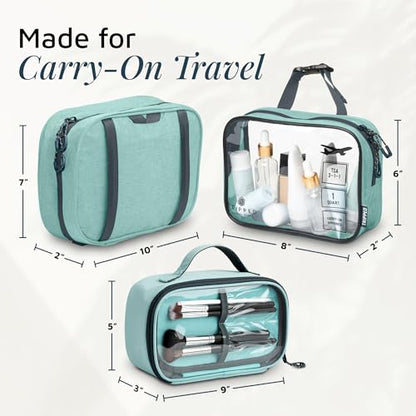 TRIPPED Travel Gear 3-Piece Travel Toiletry Bag Set - color: Dusty Teal Makeup