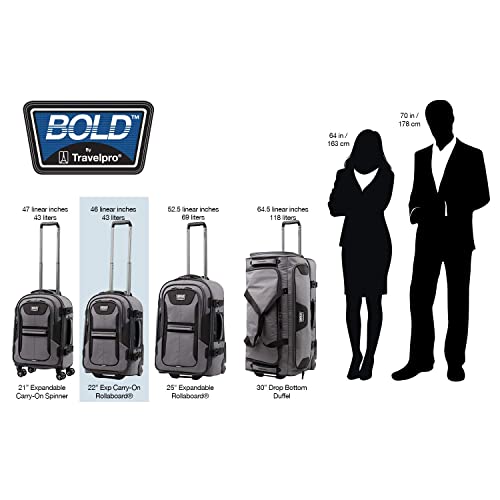 Travelpro Bold Softside Carry-On Rollaboard, Grey/Black, 22-Inch - color: Grey/Black, size: Carry-On 22-Inch