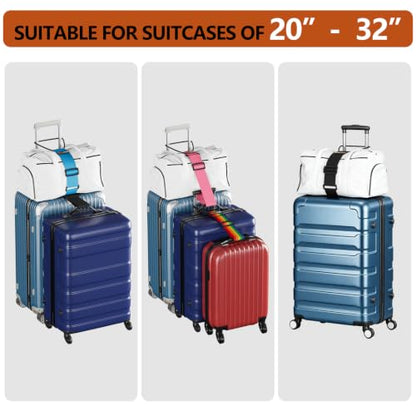 BILIONE 4 Pack Adjustable Elastic Luggage Connector Straps for Suitcases - color: Blue+Orange+Rose Pink+Green