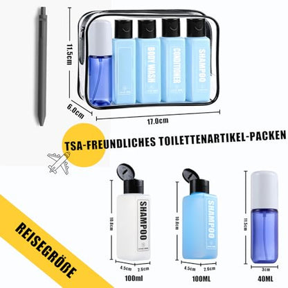 GearTrust TSA Travel Size Bottles for Toiletries, Shampoo Travel Bottles - color: Ocean Blue