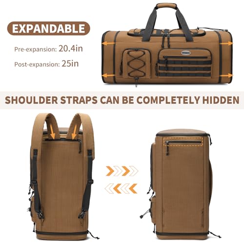 BOSSTIN Gym Bag for Men & Women, 45L-50L Expandable Sports Duffle Bag - color: Camel Checkered