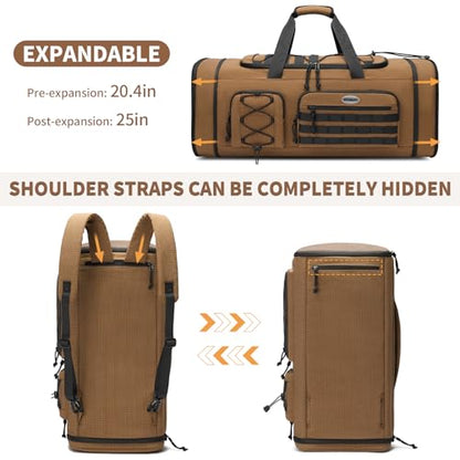 BOSSTIN Gym Bag for Men & Women, 45L-50L Expandable Sports Duffle Bag - color: Camel Checkered