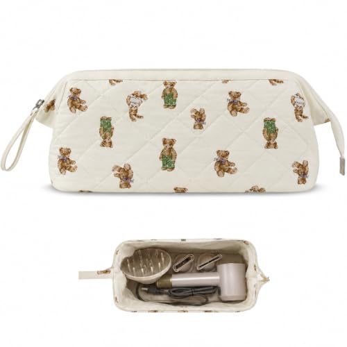 Stratalife Quilted Hair Tools Travel Bag with Polishing Cloth, Cream Bear - color: Cream Bear