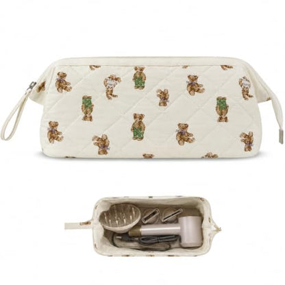 Stratalife Quilted Hair Tools Travel Bag with Polishing Cloth, Cream Bear - color: Cream Bear