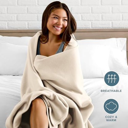 Bare Home Polar Fleece Blanket (King, Sand) - color: 11 - Sand, size: King