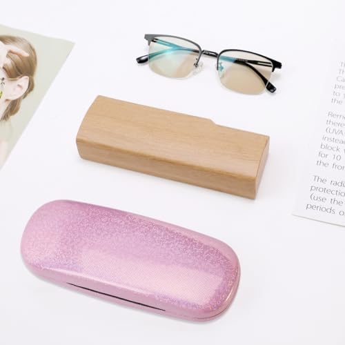 PERFECTSIGHT Hard Shell Eyeglasses Case, Kawaii Protective Glasses Case for Kids, Cute Eyeglass Case for Women Men Girls - color: Pink Bling