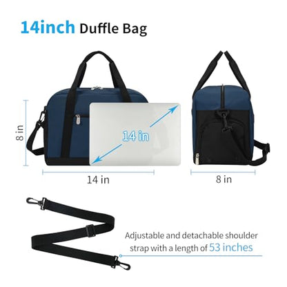 Apenze Small Gym Bag with Shoe Compartment,14 inch Duffel Bag - color: Navy Blue