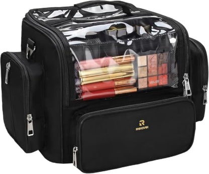TANTO Makeup Brush Bag, Extra Large Pro Cosmetic Artist Case with Divider - color: A1-Black, size: XX-Large