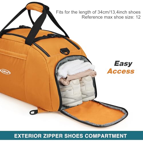 40L/70L 3-Way Duffle Bag Gym Sport Duffel Backpack Shoe Compartment - color: Orange