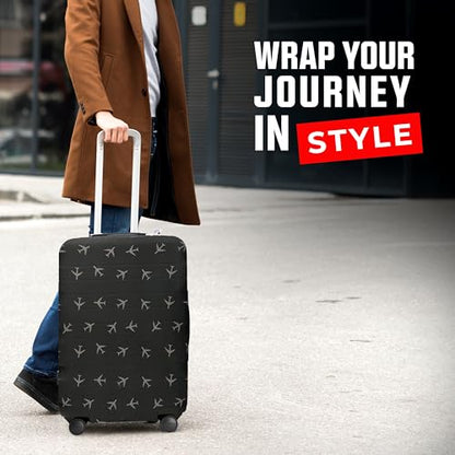 Reversible Travel Luggage Covers - 3 in 1 Design Carry on Cover - color: Charcoal Brown Departure Board, size: Large (65-71 x 43-48 x 26-30cm)