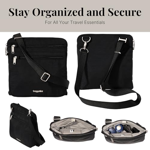 Baggallini Securtex Anti-Theft Large Crossbody - color: Black