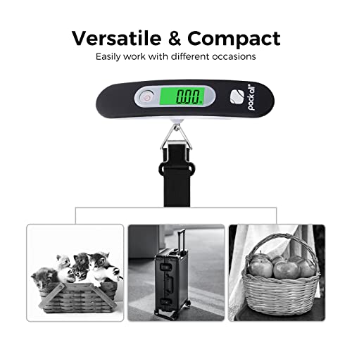 pack all Digital Luggage Scale for Travel, 110Lbs Capacity, 0.1Lb Precision - color: Black