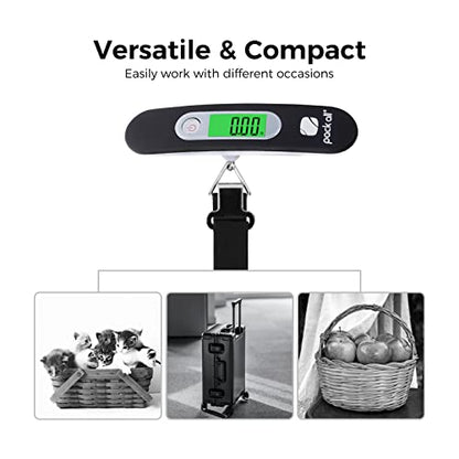 pack all Digital Luggage Scale for Travel, 110Lbs Capacity, 0.1Lb Precision - color: Black