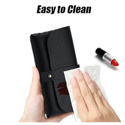 Faux Leather Glasses Pouch, Portable Bag for Sunglasses travel glasses bag - color: Black