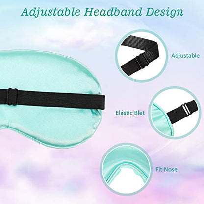 BBTO 4 Pack Silk Sleep Eye Mask, Light Green, Emerald, Silver, Light Pink - color: Light Green, Emerald, Silver, Light Pink