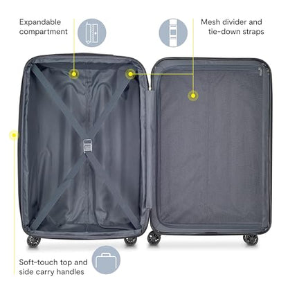 DELSEY PARIS Helium Aero Hardside Expandable Luggage with Spinner Wheels, Titanium, 3-Piece Set (21/24/28) - color: Titanium, size: 3-Piece Set (21/24/28)
