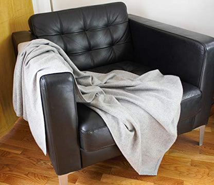 100% Cashmere Travel Blanket & Storage Pouch Gray 60" x 45" Gift Box