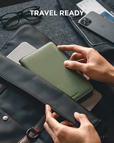 VULKIT Passport Wallet for Travel RFID Blocking Premium Leather - color: Green