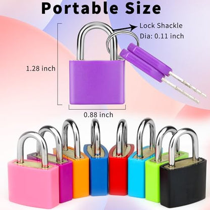 8 Pcs Suitcase Locks with Copper Keys Protect Your Belongings with Febwind's Set of 8 Mini Padlocks Multicolor Durable Locks for Suitcases Backpacks Boxes Cabinet and Laptop Bags - color: 8 Colors