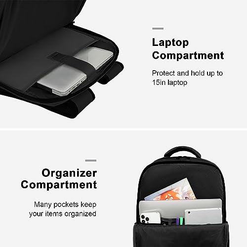 MATEIN Travel Laptop Backpack, Flight Approved Carry on Backpack, Black - color: Black, size: Large