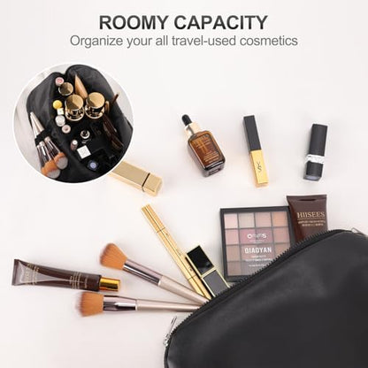 dadop Travel Makeup & Toiletry Bag, Large Waterproof Cosmetic Bag Organizer With 28 Pocket & Adjustable Compartments & 4 Brush Holders