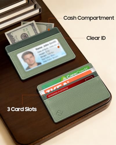FINTIE Slim Minimalist Front Pocket Wallet RFID Blocking Credit Card Holder - color: gradient green