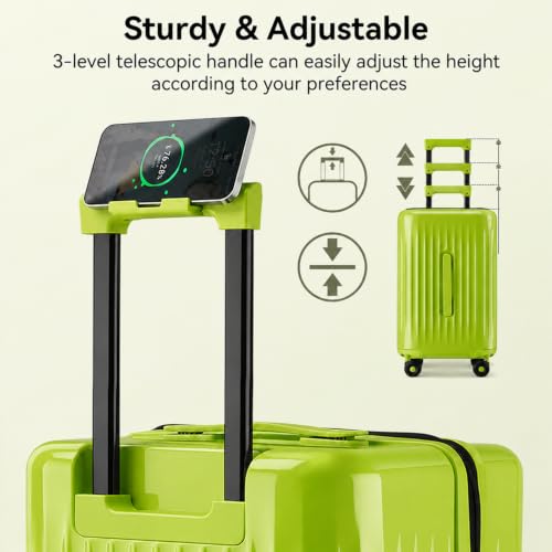 Luggage Sets 3 Piece Suitcase Spinner Hardshell TSA Lock, Green - color: Green