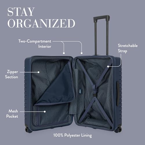 Bric's B|Y Ulisse Checked Luggage with Spinner Wheels – Expandable Lightweighted Hard Shell Suitcase, TSA Combination Lock - Removeable Wash Bag Included - 28 Inch, Ocean Blue - color: Ocean Blue, size: Checked-medium