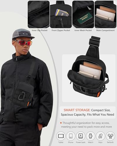 Peicees Crossbody Bag for Men Mini Sling Bag Anti Theft Purse, Light Khaki - color: Light Khaki
