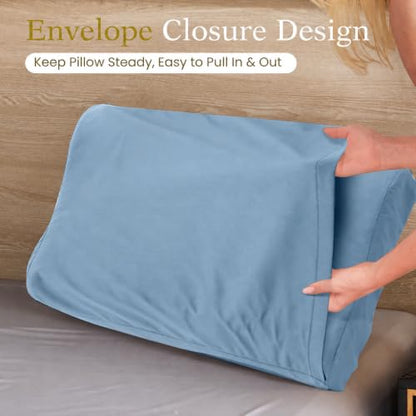 Cooling Contour Cervical Pillowcase, Aqua Blue, 24x14x5/3.7 Inches, 1 Piece - color: Aqua Blue