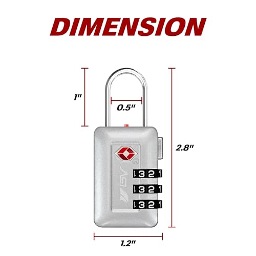 BV TSA Accepted Luggage Travel Lock, Set-Your-Own Combination Lock for School Gym Locker, Luggage Suitcase Baggage Locks, Filing Cabinets, Toolbox, Case (Silver, 2 Pack) - color: Silver