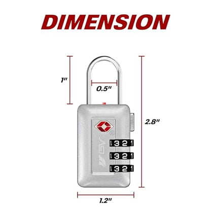 BV TSA Accepted Luggage Travel Lock, Set-Your-Own Combination Lock for School Gym Locker, Luggage Suitcase Baggage Locks, Filing Cabinets, Toolbox, Case (Silver, 2 Pack) - color: Silver