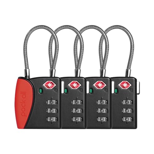 pack all TSA Approved Travel Luggage Locks, Resettable 3-Digit Code - color: Red, size: 4 Pack